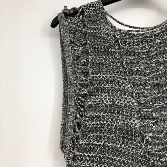 IRO Paris Grey Yarn plunging V neck sleeveless bodycon knit mini dress size  2 - Picture 3 of 14